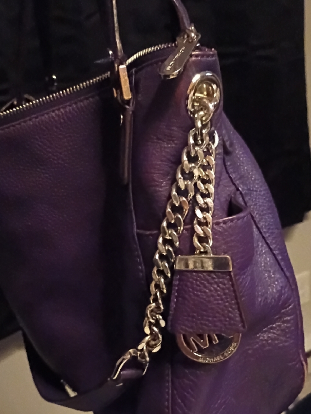 Michael Kors Deep Purple Pebbled Leather Tote - Picture 5 of 6
